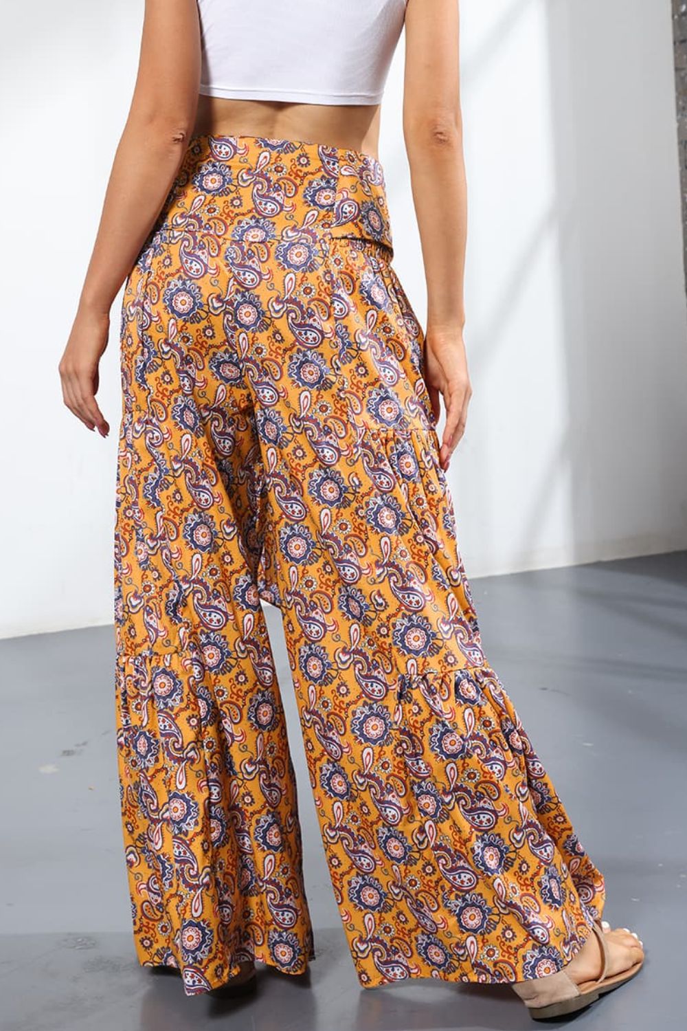 Culotte taille haute nouée imprimée