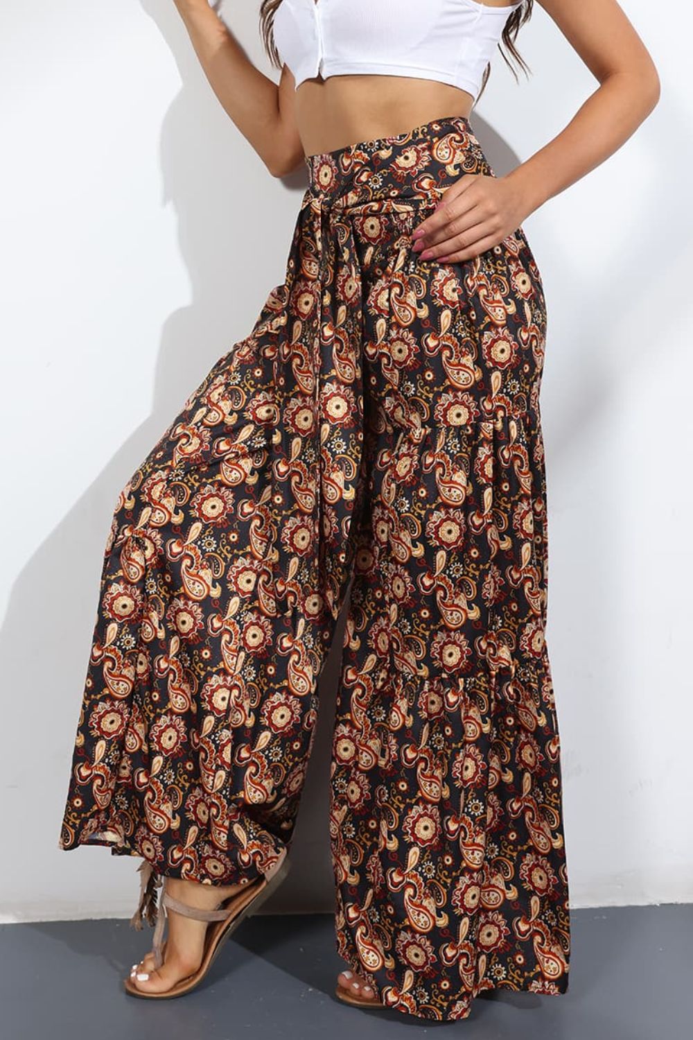 Culotte taille haute nouée imprimée