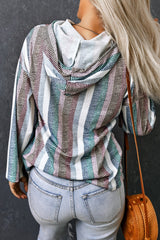 Hoodie mit Streifen, Kordelzug und überschnittenen Schultern
