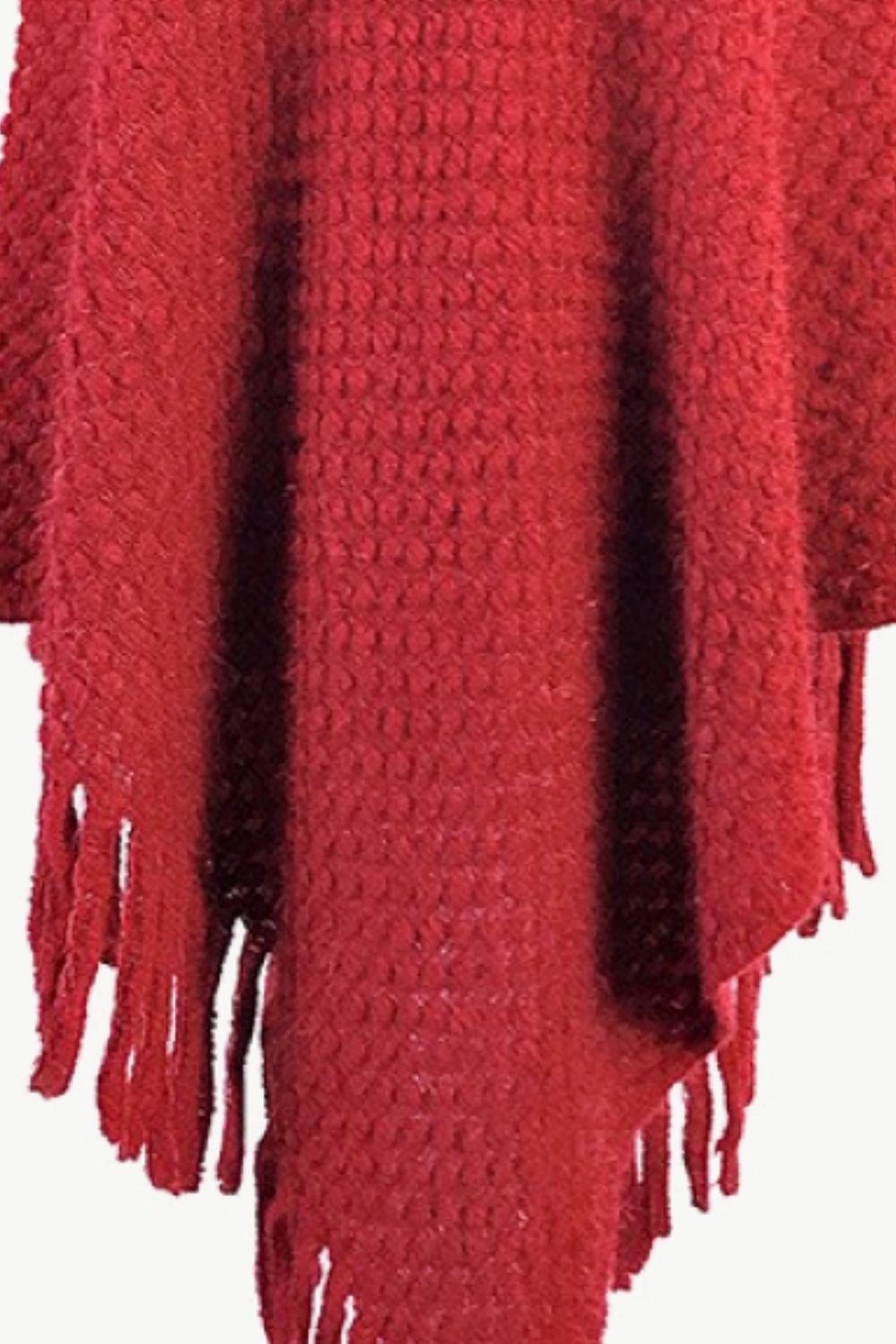 Decorative Button Fringe Hem Poncho