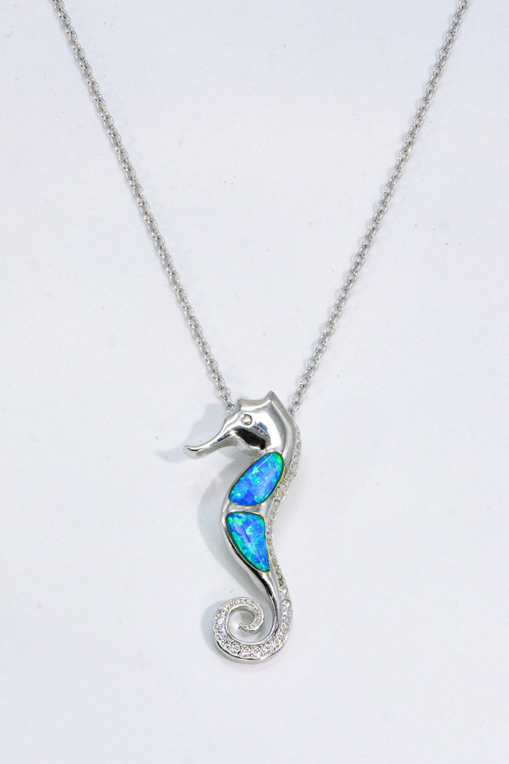 Opal Seepferdchen 925 Sterling Silber Halskette