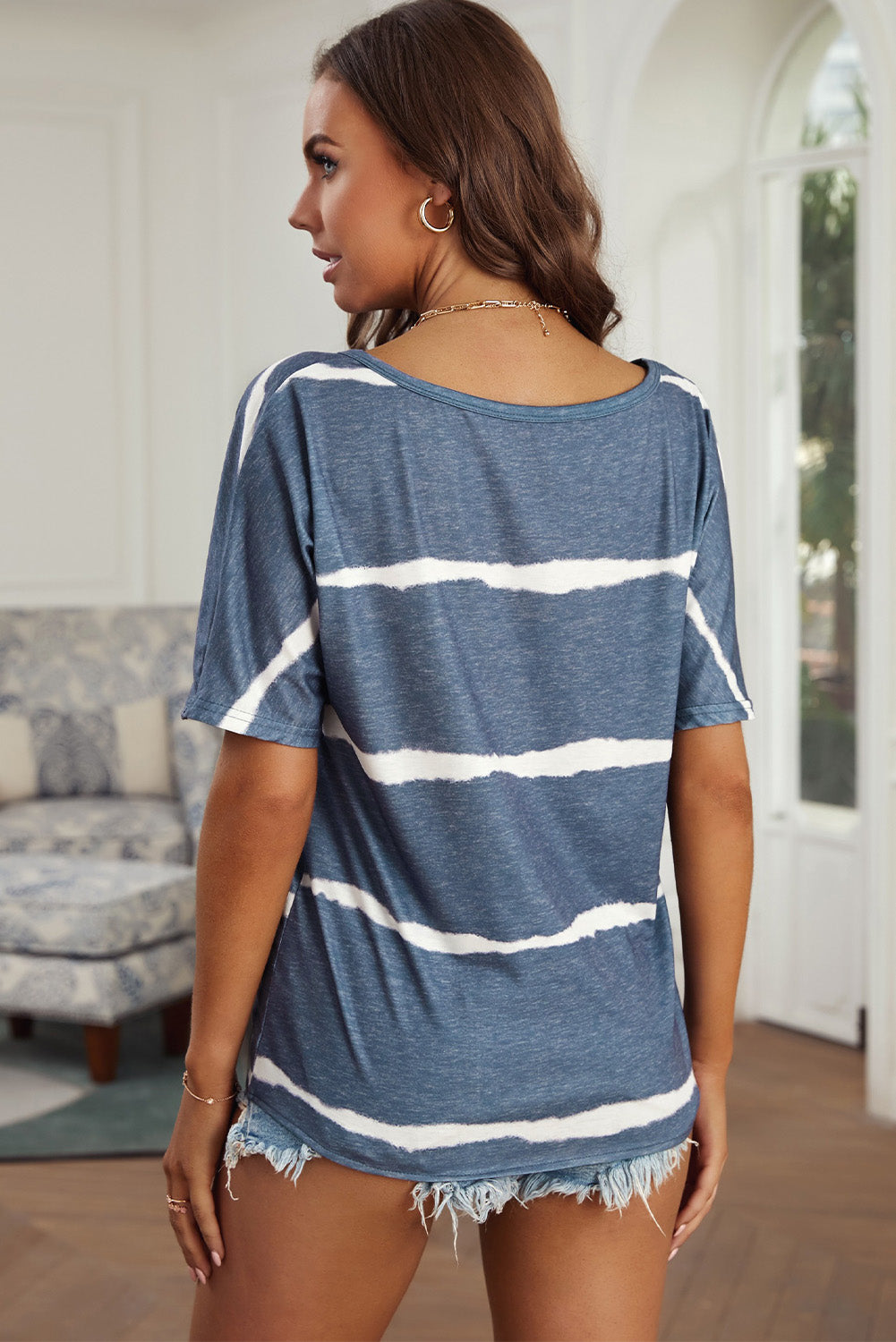 Striped Tie Front Tee Shirt