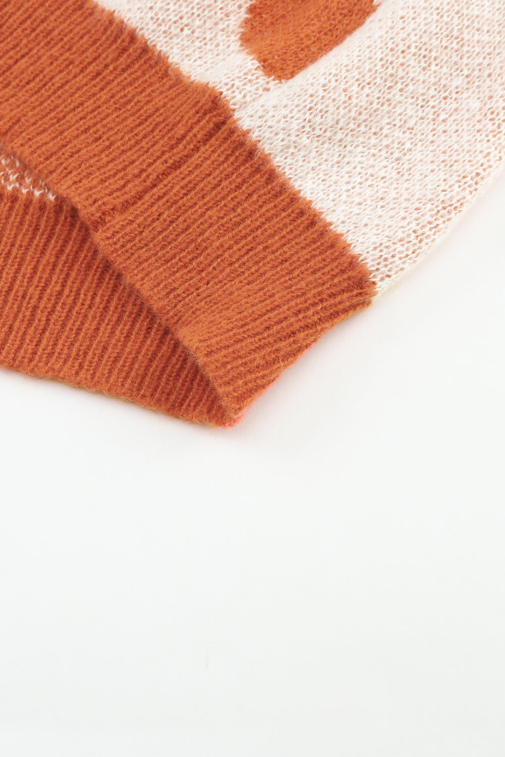 Brown Checkered Striped Knitted Pullover Sweater