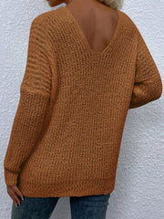 Rib-Knit V-Neck Tunic Sweater