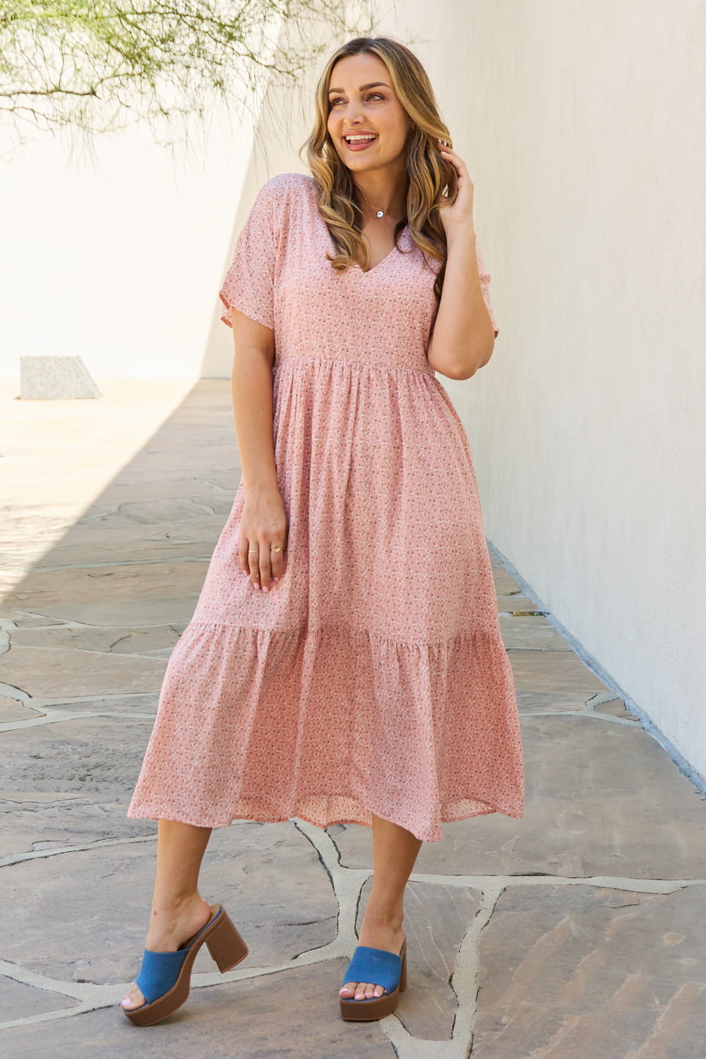 Robe mi-longue à manches kimono HEYSON pour bébé, taille adulte, couleur pêche