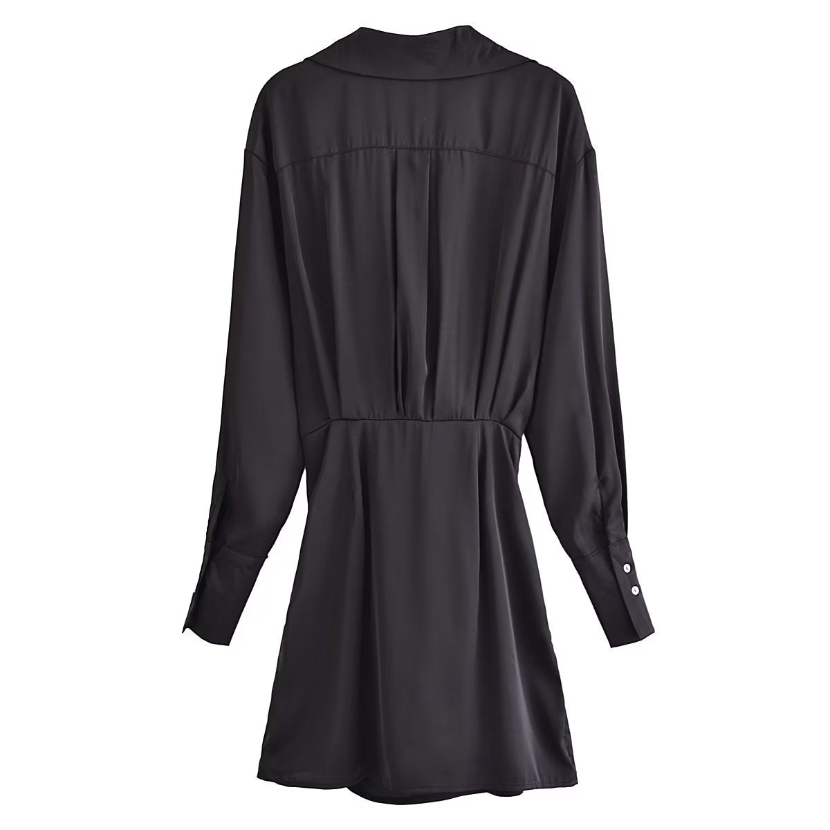 Fall Long Sleeve Slim Show Thin Black Shirt Dress
