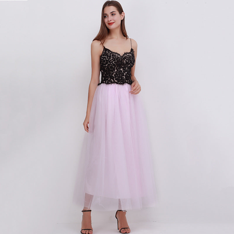 4 Layers 100 Mesh Half-Length Long Skirt Tulle Skirt Gauze Skirt