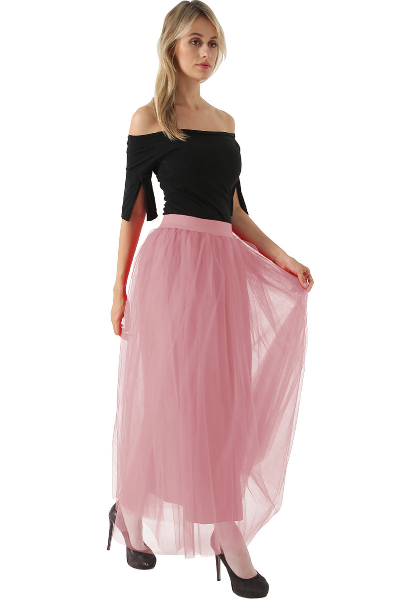 4 Layers 100 Mesh Half-Length Long Skirt Tulle Skirt Gauze Skirt