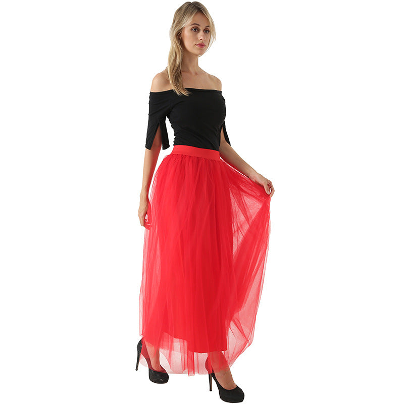 4 Layers 100 Mesh Half-Length Long Skirt Tulle Skirt Gauze Skirt