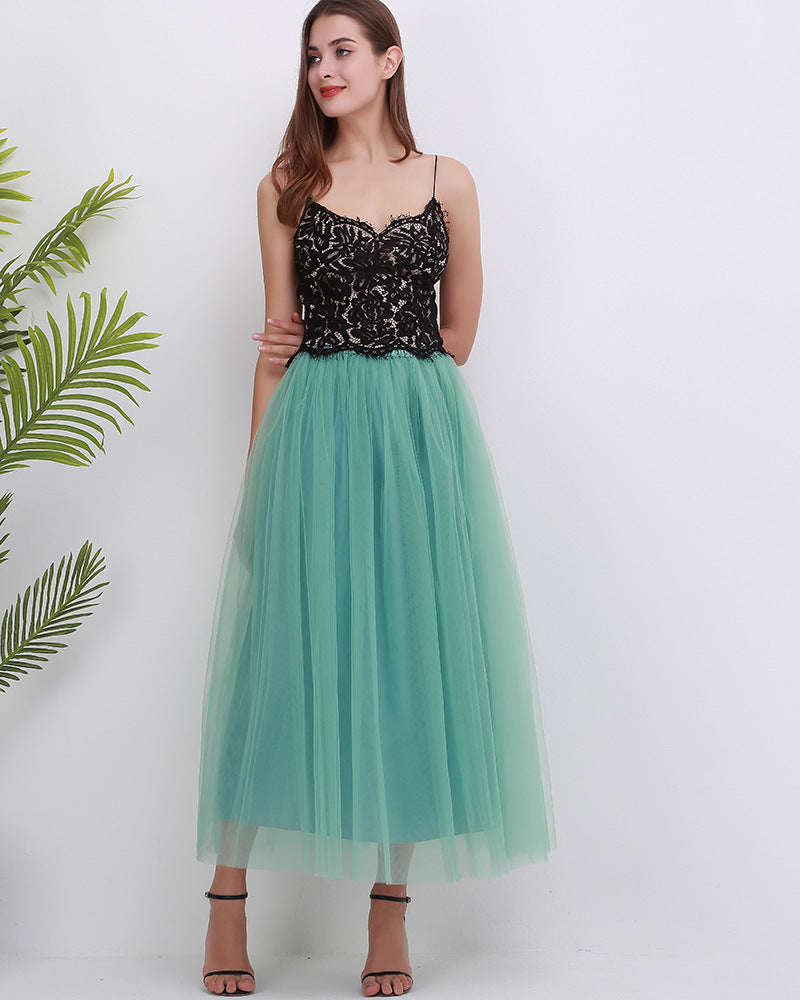 4 Layers 100 Mesh Half-Length Long Skirt Tulle Skirt Gauze Skirt