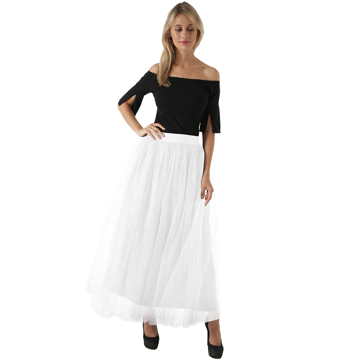 4 Layers 100 Mesh Half-Length Long Skirt Tulle Skirt Gauze Skirt