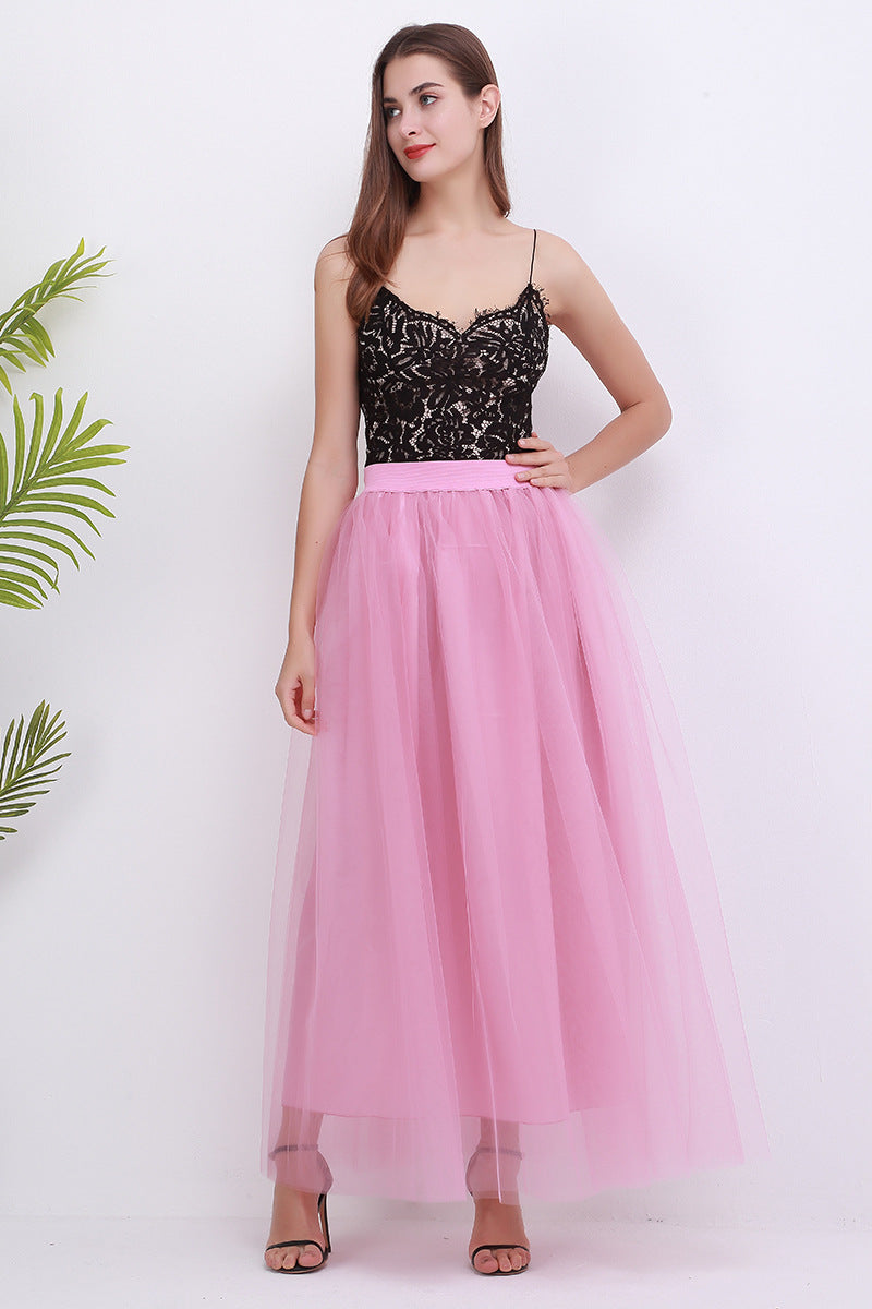 4 Layers 100 Mesh Half-Length Long Skirt Tulle Skirt Gauze Skirt