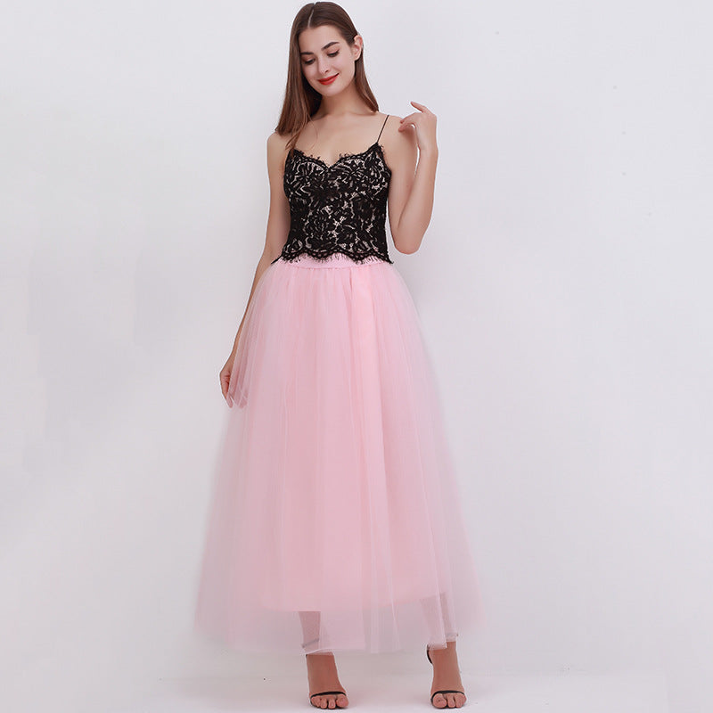 4 Layers 100 Mesh Half-Length Long Skirt Tulle Skirt Gauze Skirt