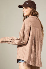 Large Pocket Twist Knitted Shacket