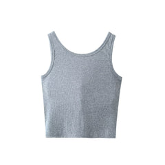 One Piece Chest Pad Letter Graphic Embroidery Short Camisole Sports Inner Bottoming Top