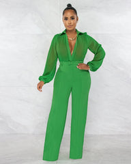 See through Chiffon Knitted Jumpsuit