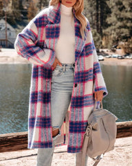 Brushed Thickened Pattern Coat Loose Trench Coat Woolen Plaid Casual