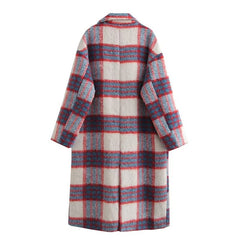 Brushed Thickened Pattern Coat Loose Trench Coat Woolen Plaid Casual