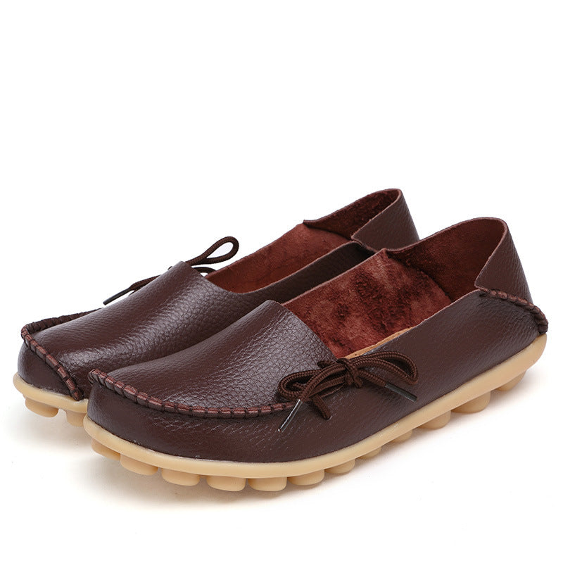 Women's Cowhide Mother Pumps Hole Comfortable Men's Shoes