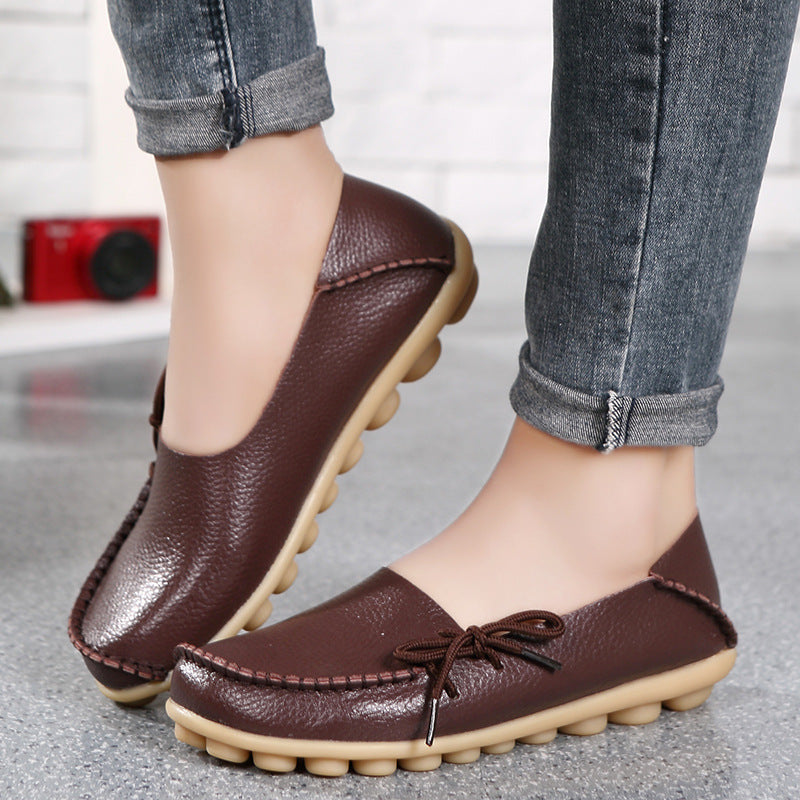 Women's Cowhide Mother Pumps Hole Comfortable Men's Shoes