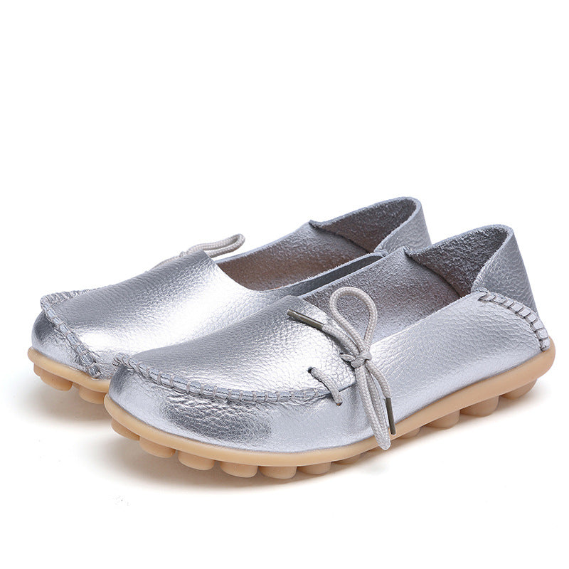 Women's Cowhide Mother Pumps Hole Comfortable Men's Shoes