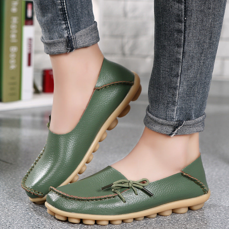 Women's Cowhide Mother Pumps Hole Comfortable Men's Shoes