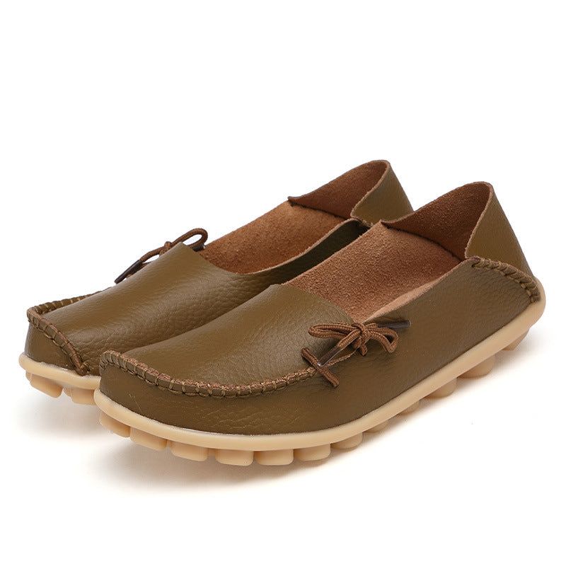 Women's Cowhide Mother Pumps Hole Comfortable Men's Shoes