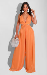 Solid Color Casual Loose Chiffon Jumpsuit