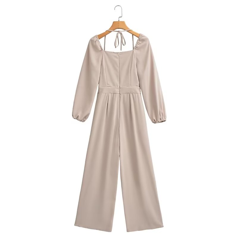 Square Collar Loose Jumpsuit Long Sleeve Trousers Jumpsuit