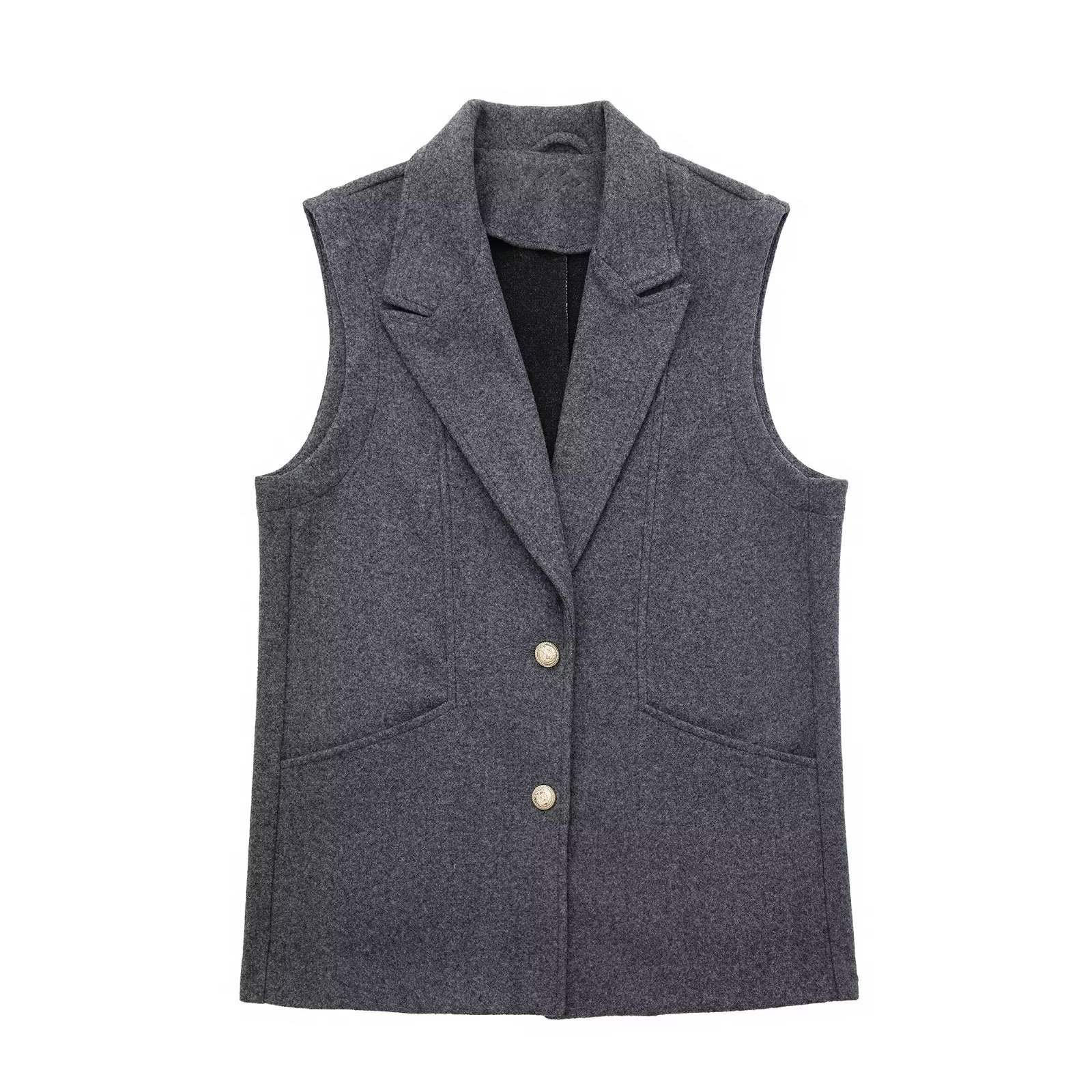 Casual Collared Single Breasted Slim Slimming Two Color Vest