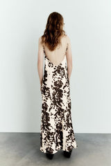 Holiday Silk Satin Texture Printing Slip Dress