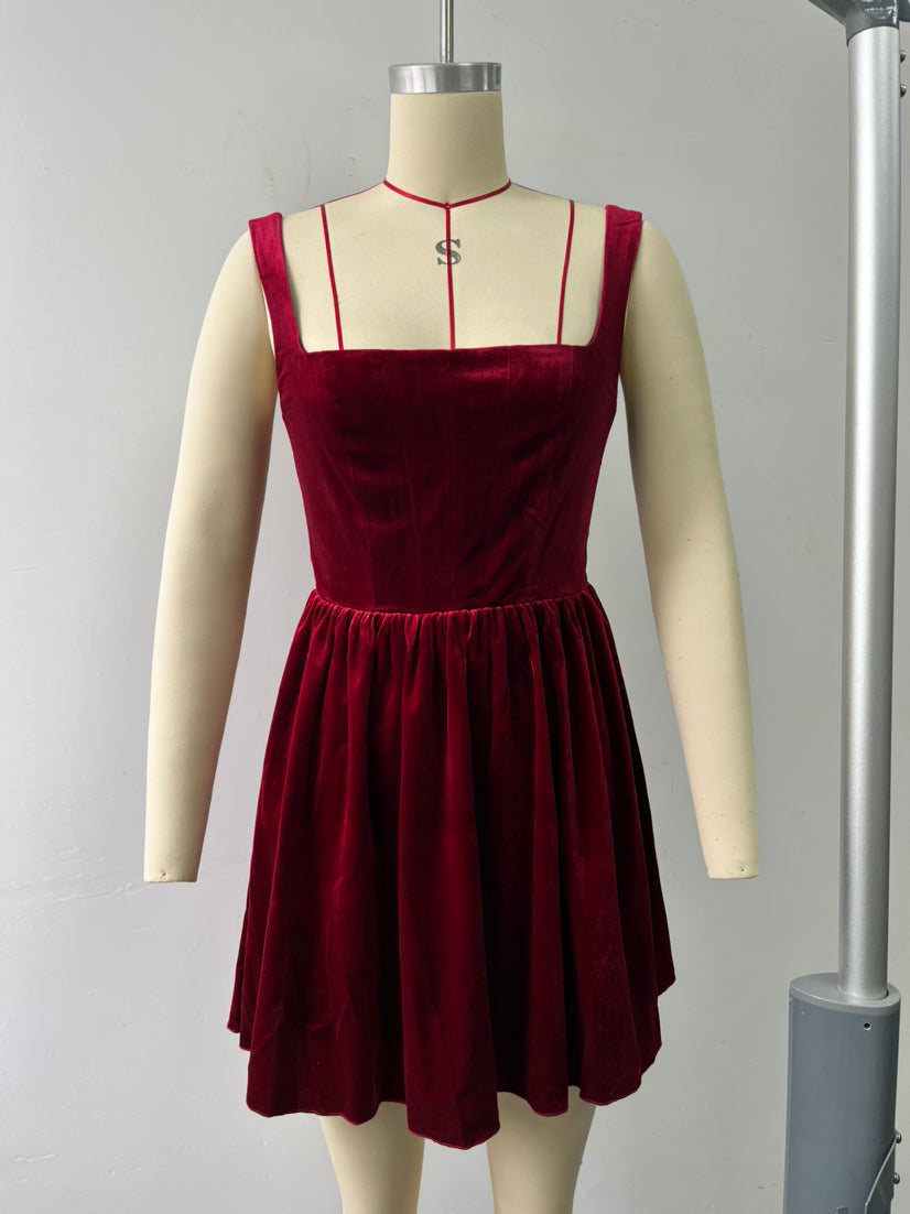 Dress Christmas Party Short off the Shoulder Dress Pleuche Dress