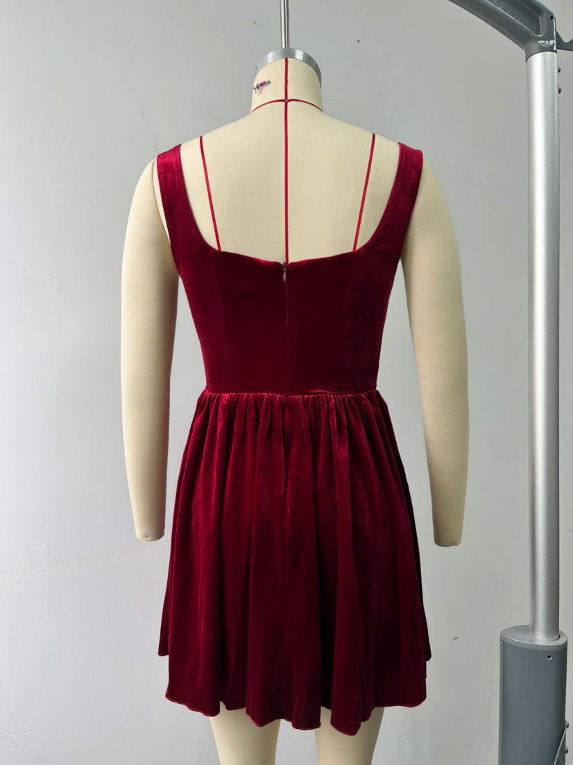 Dress Christmas Party Short off the Shoulder Dress Pleuche Dress