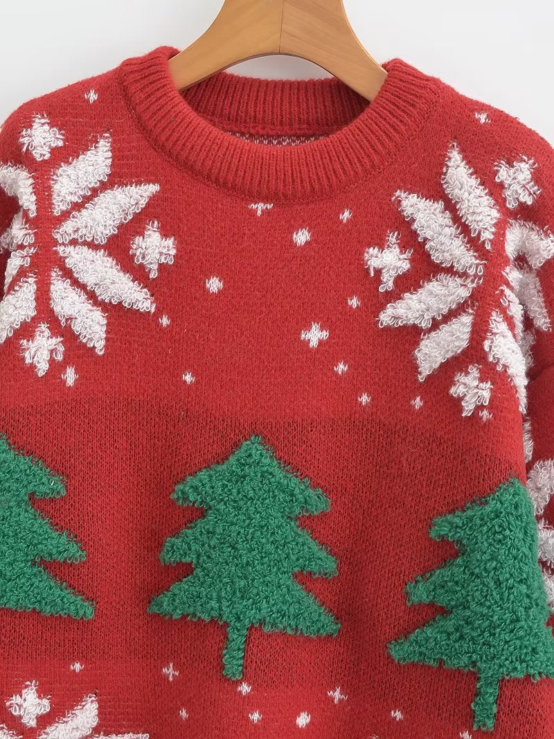 Sweater Loose Outer Wear Lazy Korean Student Art Retro Christmas Pullover Knitted Top Thick