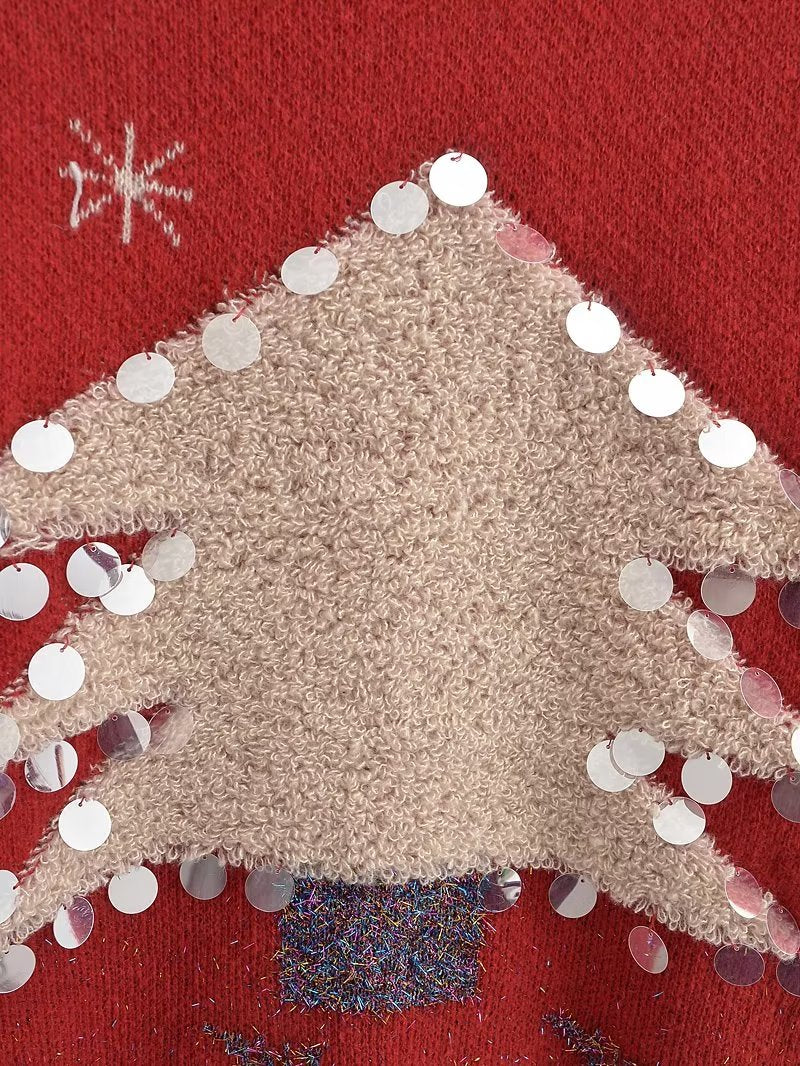 Sweater Christmas Snowflake Long Sleeve Bottoming round Neck Knitted Sweater Pullover Sweater