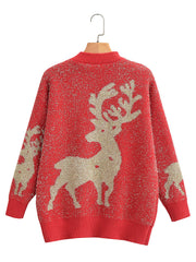 Real Shot Christmas Snowflake Sweater Loose Mink Fur Thickened College Mid Length Bright Silk Deer Sweater