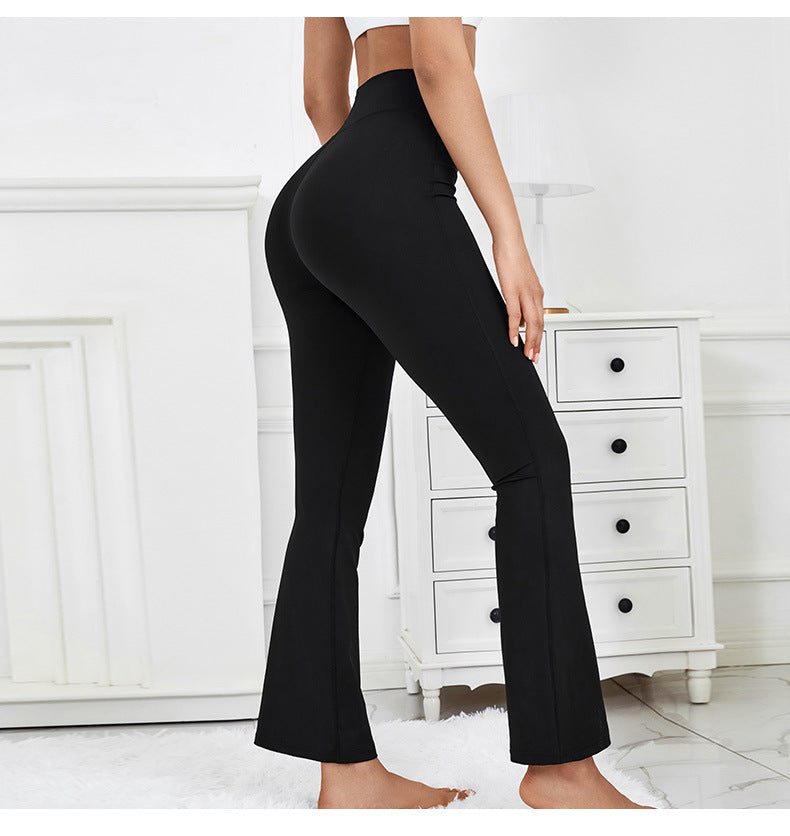 Bell Bottom Pants Skinny Yoga Pants Stretchy High Waist Slimming Trousers Hip Lifting Outer Wear