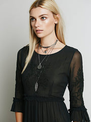 Elegant Bohemian Embroidered Long Dress Embroidered Fairy Dress