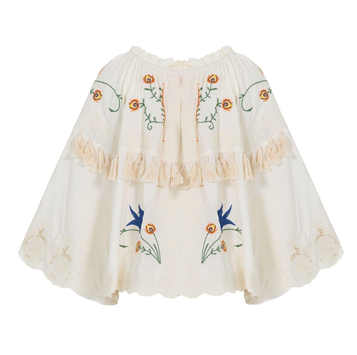 Bohemian Holiday Flower Embroidered Hollow Fringe Decorative Top