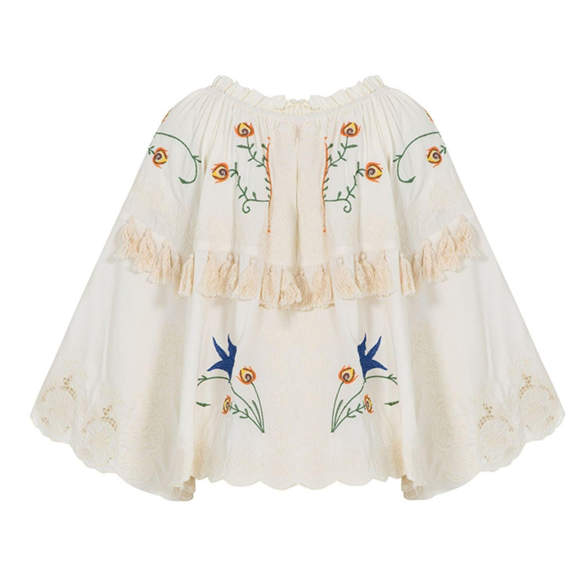 Bohemian Holiday Flower Embroidered Hollow Fringe Decorative Top
