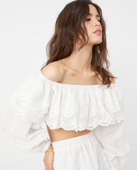 Organza-Jacquard, ultrakurzes, hohe Taille, lange Ärmel, kleines Set