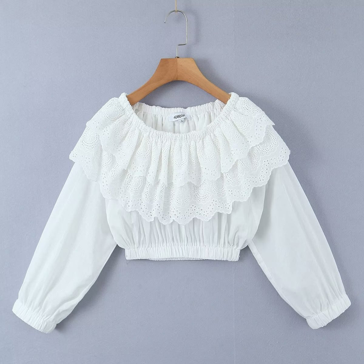 Organza-Jacquard, ultrakurzes, hohe Taille, lange Ärmel, kleines Set