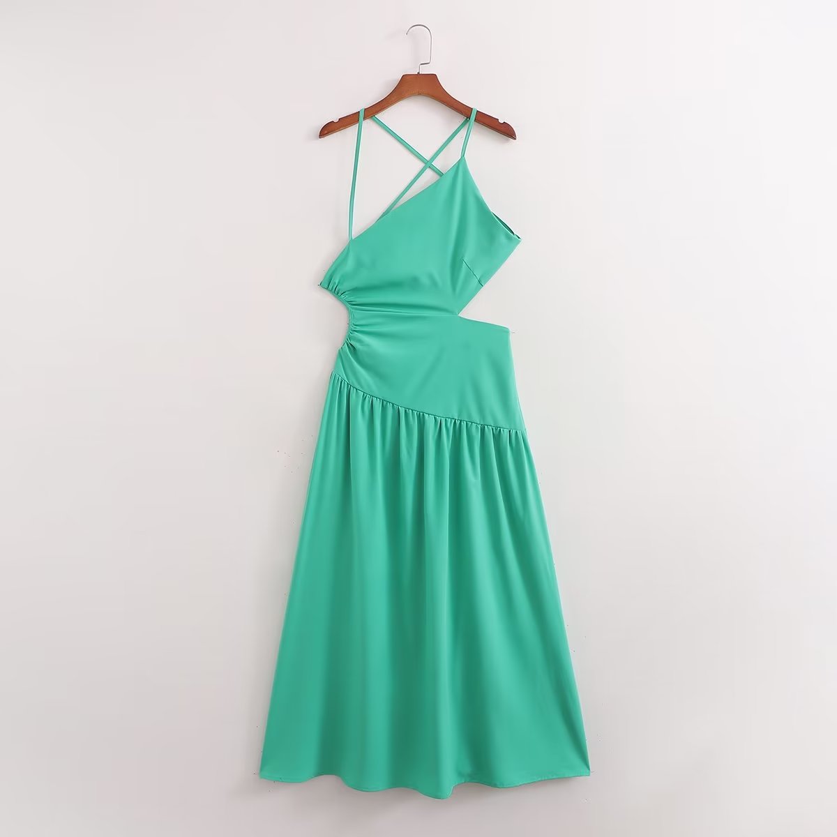 High Waist Cutout out Mid Length Strap Dress