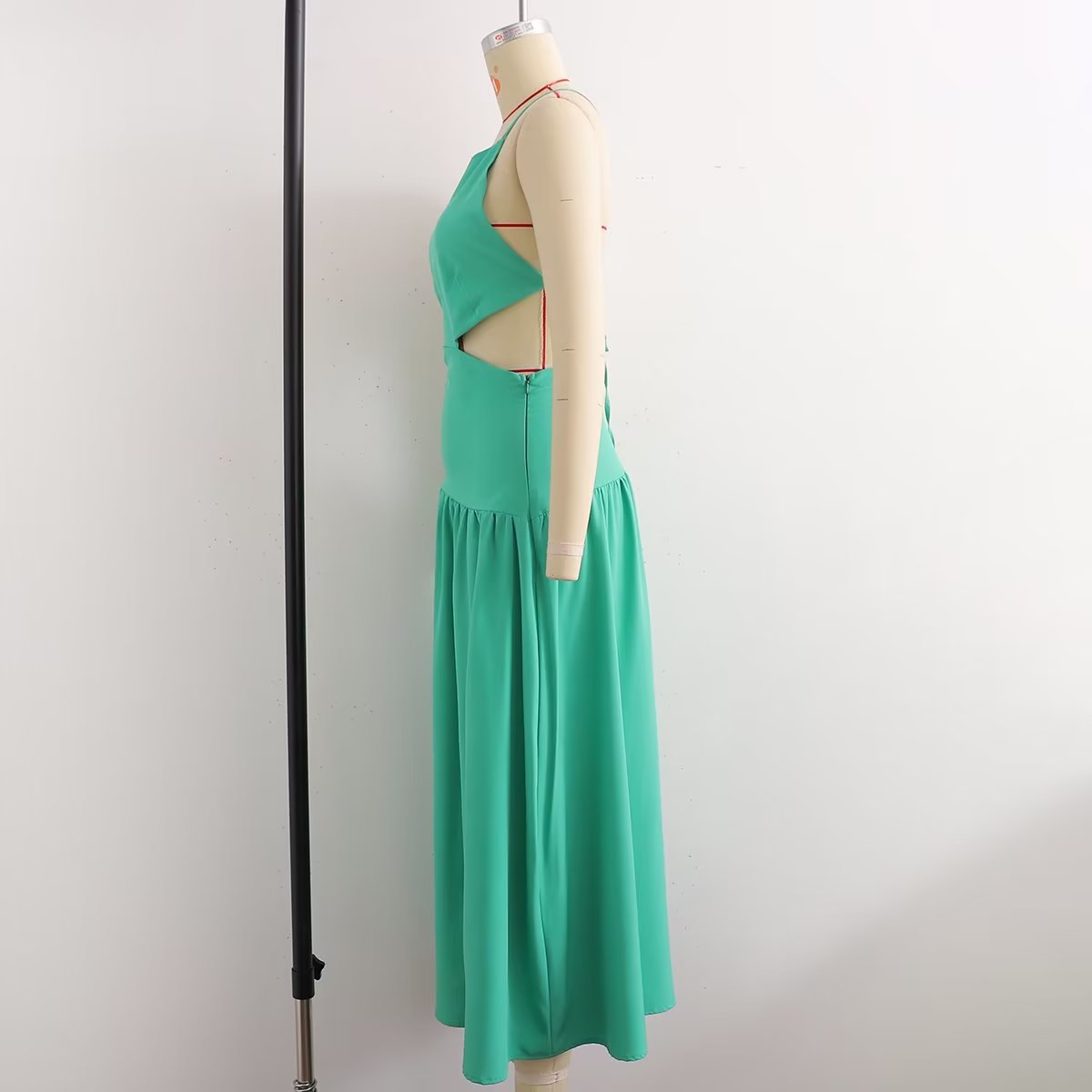 High Waist Cutout out Mid Length Strap Dress