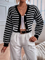 Fall Long Sleeve Casual Stripe Short Cardigans