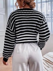 Fall Long Sleeve Casual Stripe Short Cardigans