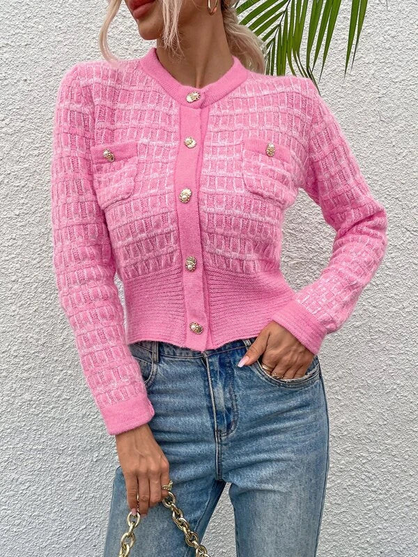 Herbst Langarm Rugular Elegante Kurze Strickjacken