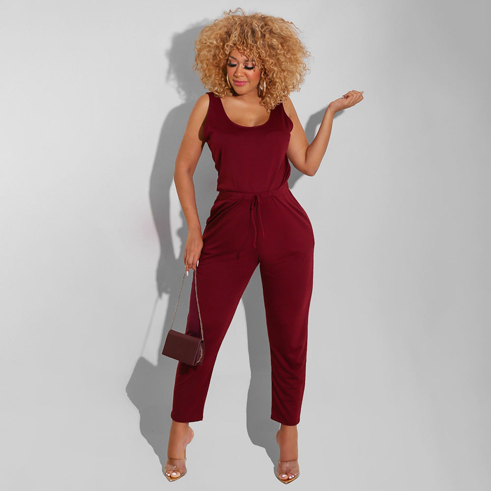 Body une pièce sans manches de couleur unie coupe slim