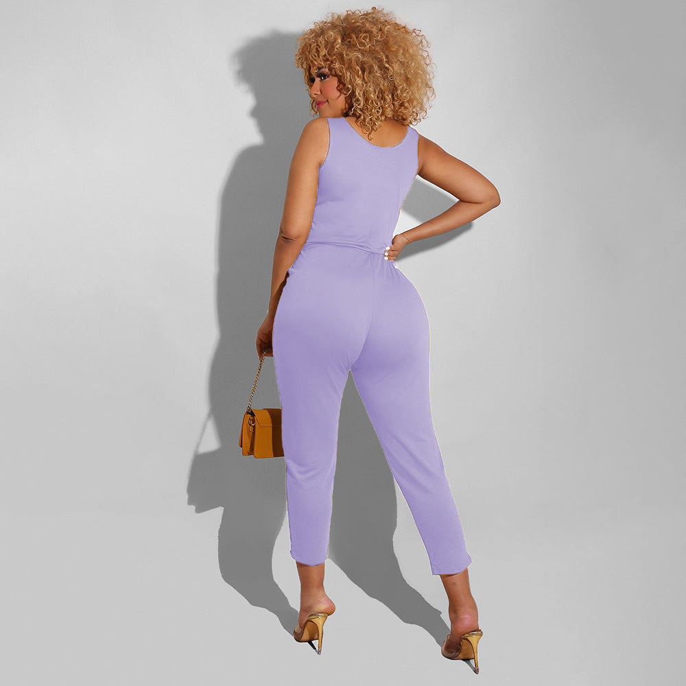 Body une pièce sans manches de couleur unie coupe slim