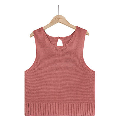 Summer's All Match Solid Color Camisole Knitted Button Vest